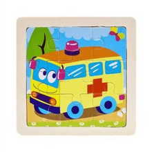 Load image into Gallery viewer, Intelligence Kids Toy Wooden 3D Puzzle Tangram for Children Baby Cartoon Animal , Traffic Puzzles Educational Learning Toys
