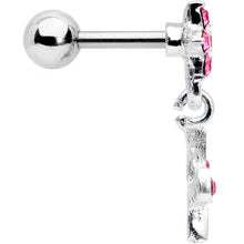 Load image into Gallery viewer, 16G 1/4 Pink Gem  Flower Dangle Cartilage Tragus Earring
