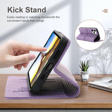 Load image into Gallery viewer, Iphone Wallet Skin Friendly Magnetic Flip With Card Slot Leather Case For iPhone 14 Pro Max 13 12 11 Modern Purple Genuine Leather Detachable Magnetic Flip Cover with Card Holders
