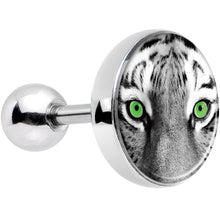 Load image into Gallery viewer, 16G 1/4 Black White Tiger Eyes Tragus Cartilage Earring
