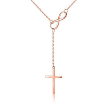 Load image into Gallery viewer, Italian Sterling Silver Infinity Cross Lariat Necklace
