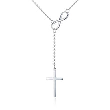 Load image into Gallery viewer, Italian Sterling Silver Infinity Cross Lariat Necklace
