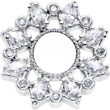 Load image into Gallery viewer, 0G Clear Gem Flower Frame Screw Fit Tunnel Plug Set
