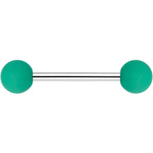 Load image into Gallery viewer, Green Silicone Coated Acrylic Ball End Barbell Tongue Ring
