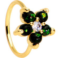 Load image into Gallery viewer, 20G Clear CZ Green Faux Opal Gold Tone Flower Circular Ring
