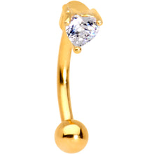 Load image into Gallery viewer, 5/16 Clear Heart CZ Gem Gold IP Fashionista Curved Eyebrow Rook Earring
