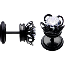 Load image into Gallery viewer, Clear Gem Black Anodized Swirl Cheater Plug Set
