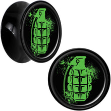 Load image into Gallery viewer, Black Acrylic Green Grenade Saddle Plug Set 20mm
