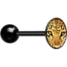 Load image into Gallery viewer, Full Color Leopard Eyes Black Barbell Tongue Ring
