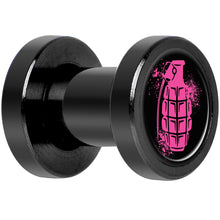 Load image into Gallery viewer, Pink Grenade Black Anodized Screw Fit Plug Set 4G
