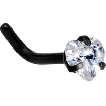 Load image into Gallery viewer, 18G 1/4 Clear Heart 3mm CZ Gem Black IP L-Shape Nose Ring
