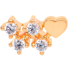 Load image into Gallery viewer, 20G Clear CZ Rose Gold Tone Heart Faux Hoop L Shaped Nose Ring
