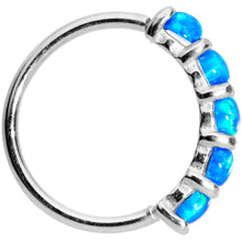 Load image into Gallery viewer, 20G Blue Synthetic Opal 14k White Gold Seamless Circular Ring

