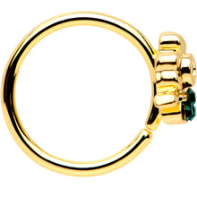 Load image into Gallery viewer, 20G 5/16 Green Gem Gold PVD Clover Bow Seamless Circular Ring
