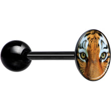 Load image into Gallery viewer, Full Color Tiger Eyes Black Barbell Tongue Ring
