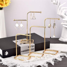 Load image into Gallery viewer, Jewelry Display Holder Metal Earring Storage Rack Jewelry Organizer Holder Earring Necklace Pendants Organizer Display Stand Jewelry Stand Display Necklace Holder Plated Metal Tabletop Jewelry Organizer
