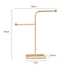 Load image into Gallery viewer, Jewelry Organizer Wooden Rack Bracelet Earring Holder Display Decoration Stand Earring Support Display Decoration Rack Small Jewelry Display Holder T-Shaped Iron Fashion Home Bracelet Pendant Jewelry Storage Shelf Stand for Woman Girls
