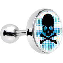 Load image into Gallery viewer, 16G 1/4 Blue Black Skull Tragus Cartilage Earring
