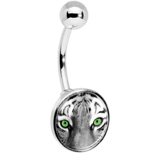 Load image into Gallery viewer, Black White Tiger Eyes Belly Ring
