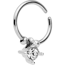 Load image into Gallery viewer, 18G Silver Tone Clear Gem Drop Annealed Seamless Circular Ring
