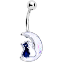 Load image into Gallery viewer, Cuddling Kitties White Moon Belly Ring
