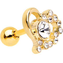 Load image into Gallery viewer, 1/4 Clear Gem Gold PVD Heart Cluster Cartilage Tragus Earring
