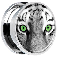 Load image into Gallery viewer, Black White Tiger Eyes Steel Screw Fit Plug Set 18mm
