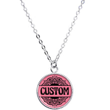 Load image into Gallery viewer, Custom Pink Mandala Personalized Name Silver Plated Chain Necklace
