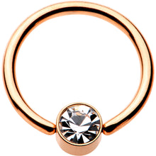Load image into Gallery viewer, 14G 1/2 Clear Gem 5mm Disc Rose Gold IP BCR Captive Ring
