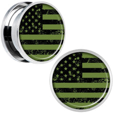 Load image into Gallery viewer, Green American Flag Steel Screw Fit Plug Set 5mm to 20mm
