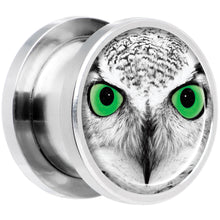 Load image into Gallery viewer, Black White Owl Steel Screw Fit Plug Set 1/2
