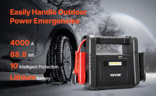 Load image into Gallery viewer, VEVOR Jump Starter 3000-4000A Peak Car Battery Starter with Air Compressor Jumper Cables Lithium Jump Box for Gas/Diesel Engines
