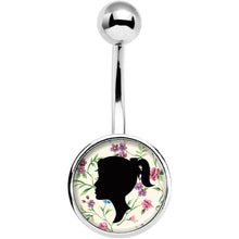 Load image into Gallery viewer, Woman Floral Silhouette Belly Ring
