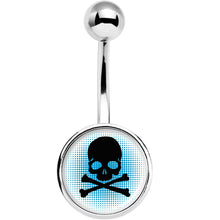 Load image into Gallery viewer, Blue Black Skull Belly Ring
