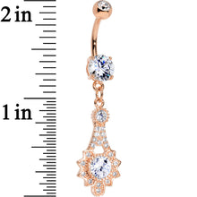 Load image into Gallery viewer, Clear CZ Gem Rose Gold Plated Elegant Embellishment Dangle Belly Ring

