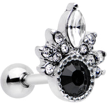 Load image into Gallery viewer, 16G 1/4 Clear Black Gem Cocktail Party Tragus Cartilage Earring
