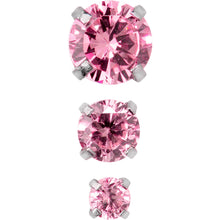 Load image into Gallery viewer, 18G 1/4 Pink CZ Gem Tragus Cartilage Earring 3 Pack Set
