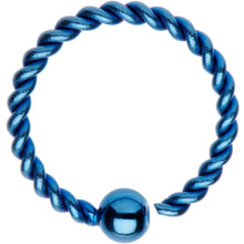 Load image into Gallery viewer, 16G 3/8" Light Blue IP So Twisted Captive Style Seamless Ring
