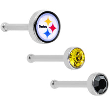 Load image into Gallery viewer, 20G Licensed NFL Pittsburgh Steelers Logo Nose Bone 3 Pack Set
