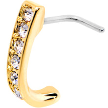 Load image into Gallery viewer, 20G Clear CZ Sleek Gold Tone Faux Hoop L Shaped Nose Ring
