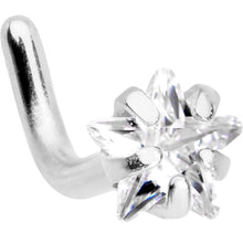 Load image into Gallery viewer, 18G 1/4 Clear Star 3mm CZ Gem Steel L-Shape Nose Ring
