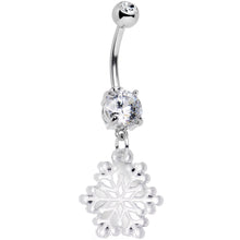 Load image into Gallery viewer, Clear Gem Winter Snowflake Dangle Belly Ring
