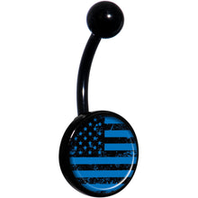 Load image into Gallery viewer, Blue American Flag Black Belly Ring
