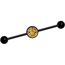 Load image into Gallery viewer, 14G Full Color Leopard Eyes Black Industrial Barbell 37mm
