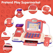 Load image into Gallery viewer, Kids Cash Register Pretend Play Cashier Toy with Scanner Calculator
