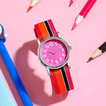 Load image into Gallery viewer, Kids Watch Muticolour Nylon Watchband Gift For Childern School Student Analog Watch Read Easily Children's First Watch Daily Wrist Watch For Boys And Girls With Soft Cloth Strap
