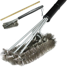 Load image into Gallery viewer, Kitchen Accessories BBQ Grill Brush and Scraper Barbecue Kit Cleaning Brush Stainless Steel Tools Wire Bristles Triangle BBQ Grill Cleaning Brush for Weber Gas Charcoal Porcelain Cast Iron &amp; All Grilling Grates Accessories
