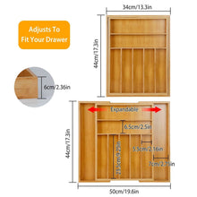 Load image into Gallery viewer, Kitchen Bamboo Expandable Cutlery Utensil Drawer Organizer
