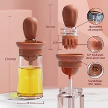 Load image into Gallery viewer, Kitchen Silicone Oil Bottle Portable Sauce Seasoning Tool Cooking Baking BBQ Quantitative Brush Dispenser Universal Accessories Glass Olive Bottle with Silicone Brush and Dropper Measuring Container for Kitchen Cooking Pancake Frying BBQ Accessories
