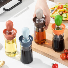 Load image into Gallery viewer, Kitchen Silicone Oil Bottle Portable Sauce Seasoning Tool Cooking Baking BBQ Quantitative Brush Dispenser Universal Accessories Glass Olive Bottle with Silicone Brush and Dropper Measuring Container for Kitchen Cooking Pancake Frying BBQ Accessories
